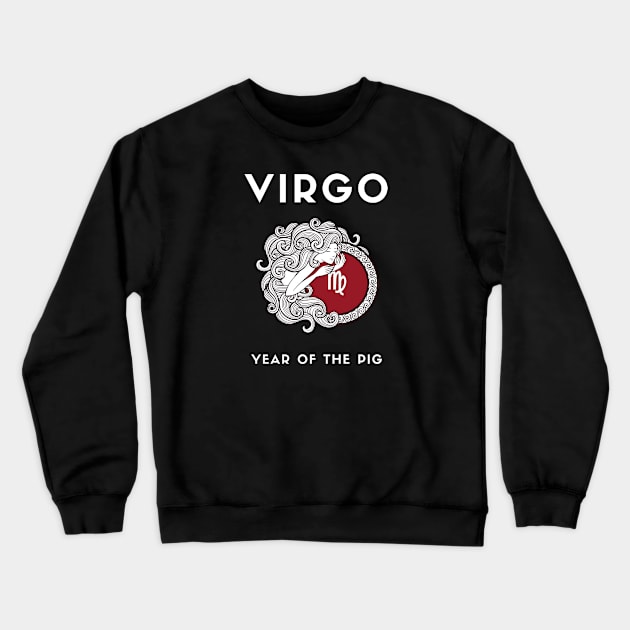 VIRGO / Year of the PIG Crewneck Sweatshirt by KadyMageInk